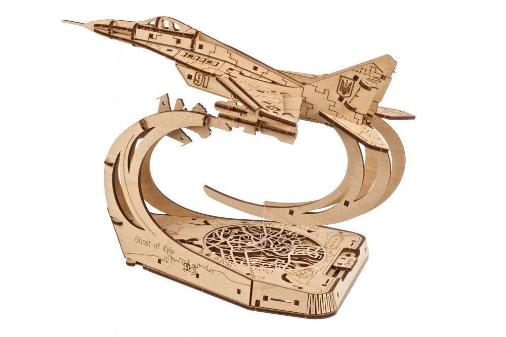 Ugears 70191 The Ghost of Kyiv Ukrainian Fighter Wooden Model Kit - Hobbytech Toys