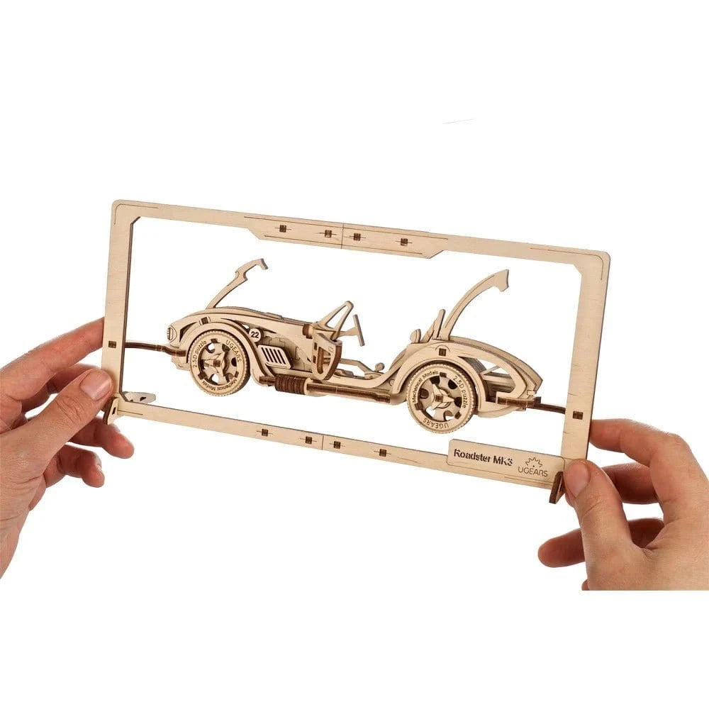 Ugears 70195 Roadster MK3 2.5D Puzzle 62pc Wooden Model Kit - Hobbytech Toys