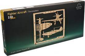 Ugears 70196 Fighter Aircraft 2.5D Puzzle 47pc Wooden Model Kit - Hobbytech Toys