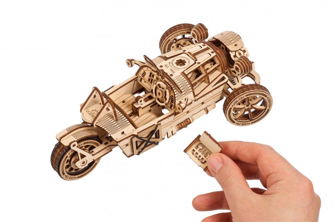 Ugears 70216 Three - Wheeler UGR - S Wooden Model Kit - Hobbytech Toys