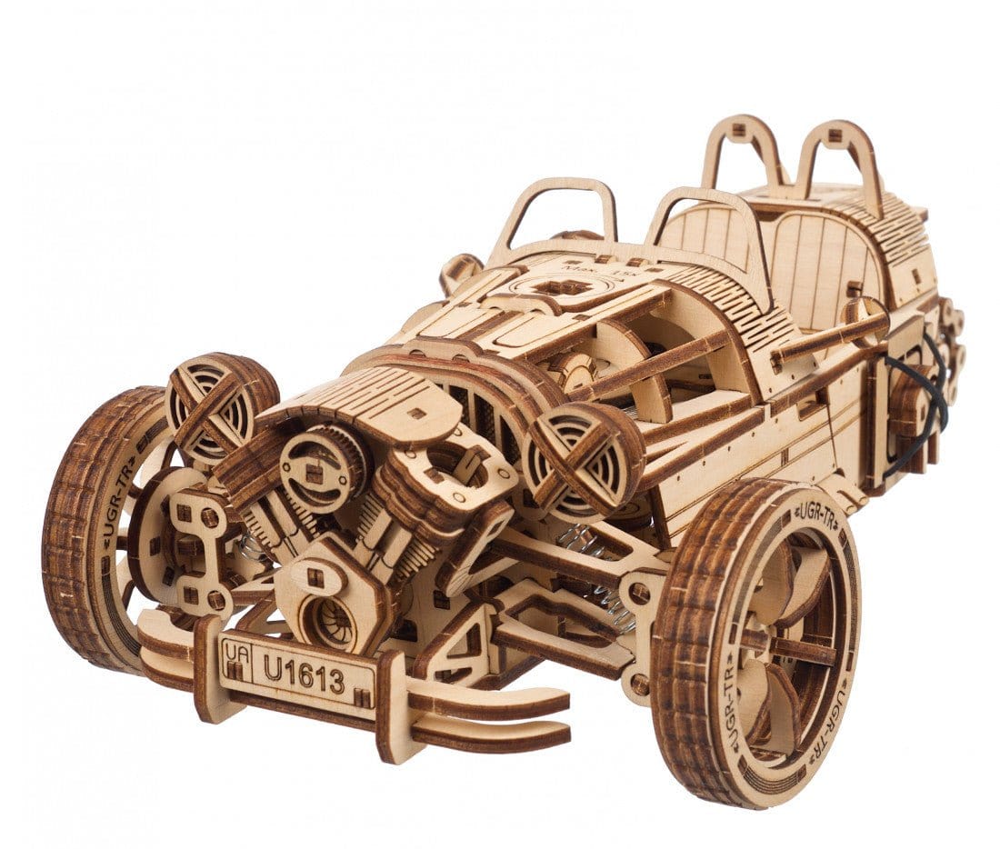 Ugears 70216 Three - Wheeler UGR - S Wooden Model Kit - Hobbytech Toys