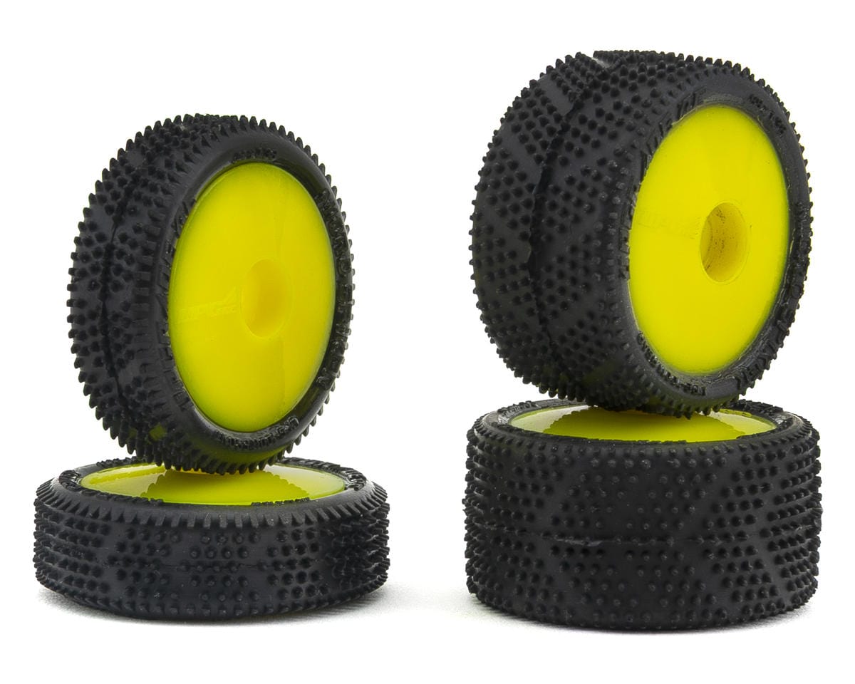 UpGrade RC Micro Spiker Pre-Mounted Front and Rear Carpet Tires for Losi Micro-B (Yellow)