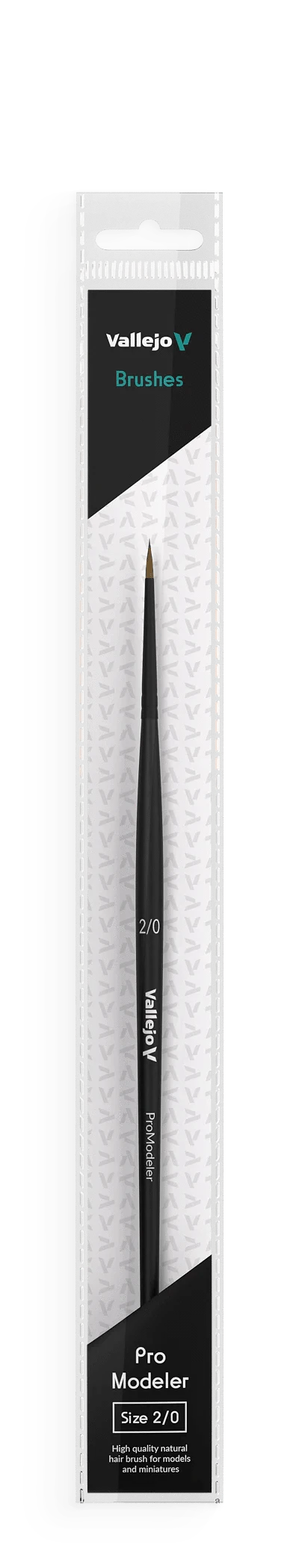 Vallejo Hobby Brushes: Pro Modeler Natural Hair Round Brush No. 2/0 - Hobbytech Toys