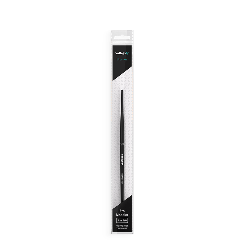 Vallejo Hobby Brushes: Pro Modeler Natural Hair Round Brush No. 5/0 - Hobbytech Toys