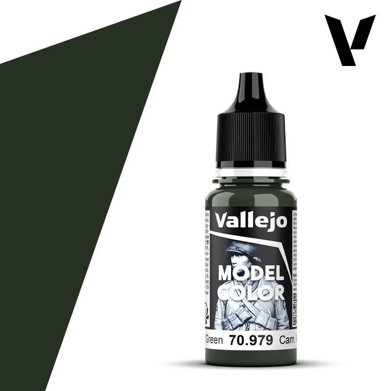 Vallejo Model Color: #089 - Cam. Dark Green - 18 ml Matt Acrylic Paint