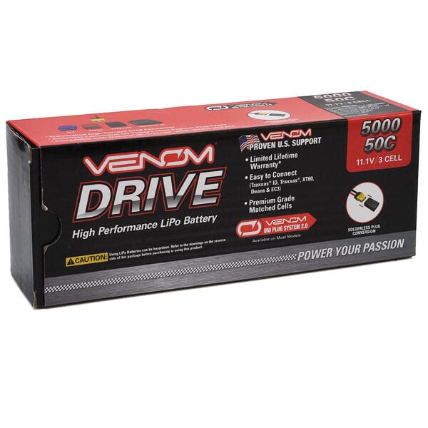 Venom 5000mah 3S 11.1V 50C Hardcase Lipo Battery - Uni Plug