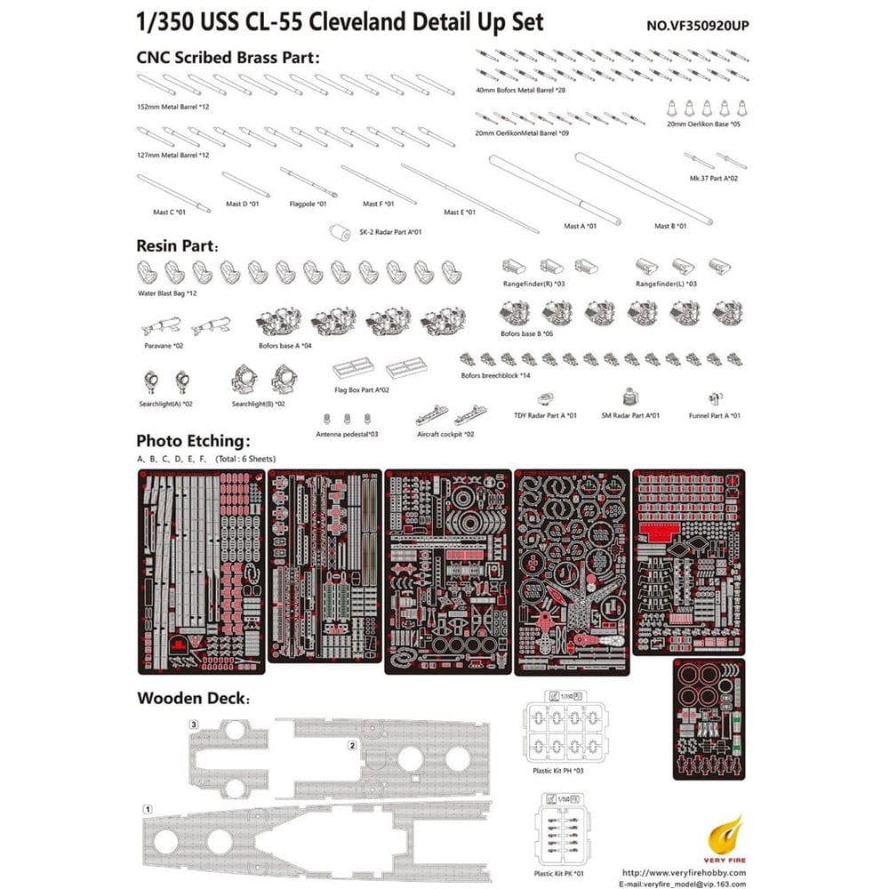 Very Fire 350920UP 1/350 USS Cleveland cruiser over-modified (adapted to VF350920) - Hobbytech Toys