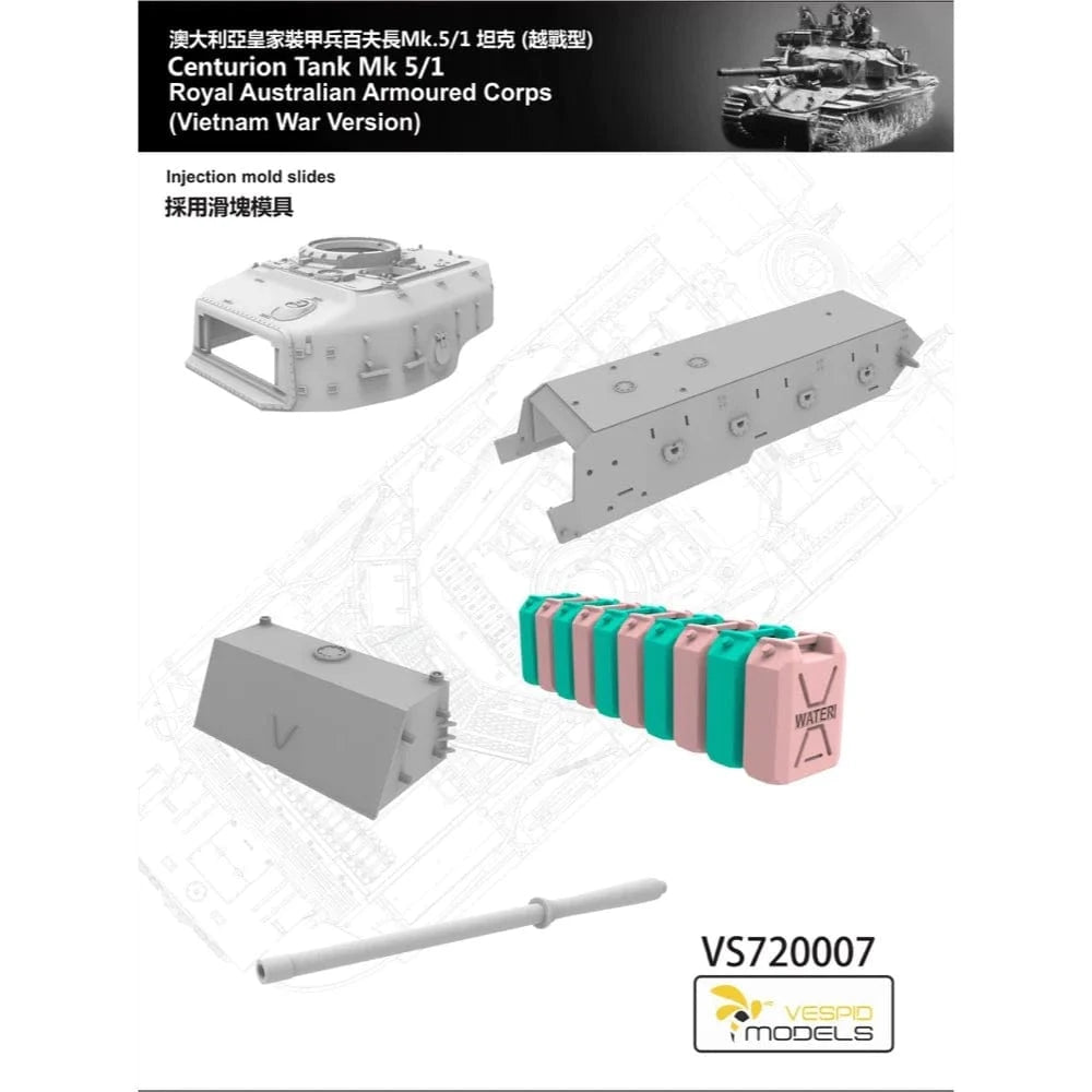Vespid 1/72 Centurion Tank Mk5/1 Royal Australian Armoured Corps Plastic Model Kit** - Hobbytech Toys