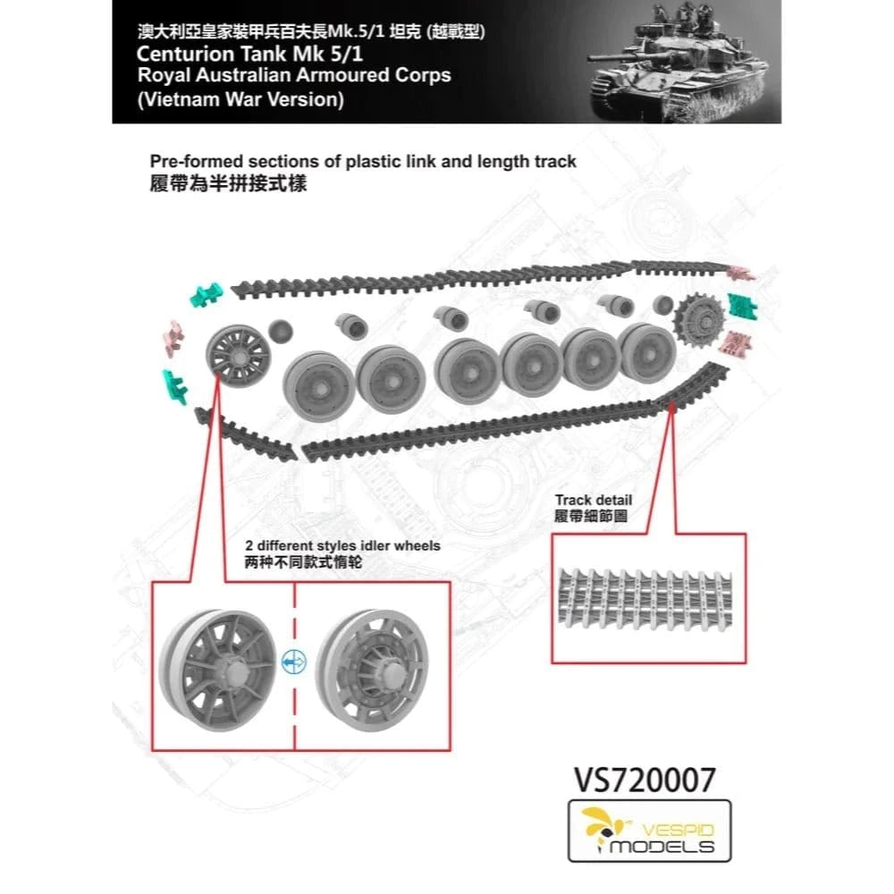 Vespid 1/72 Centurion Tank Mk5/1 Royal Australian Armoured Corps Plastic Model Kit** - Hobbytech Toys