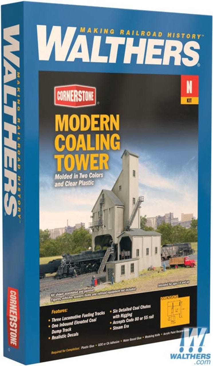 Walthers Cornerstone N Modern Coaling Tower - Kit - 5 x 5-1/4 x 7-1/4in 12.7 x 13.3 x 18.4cm