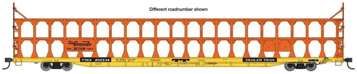 Walthers Mainline HO Scale 89ft Flatcar w/Tri - Level Open Auto Rack - Denver & Rio Grande Western(TM) #802868 - Hobbytech Toys