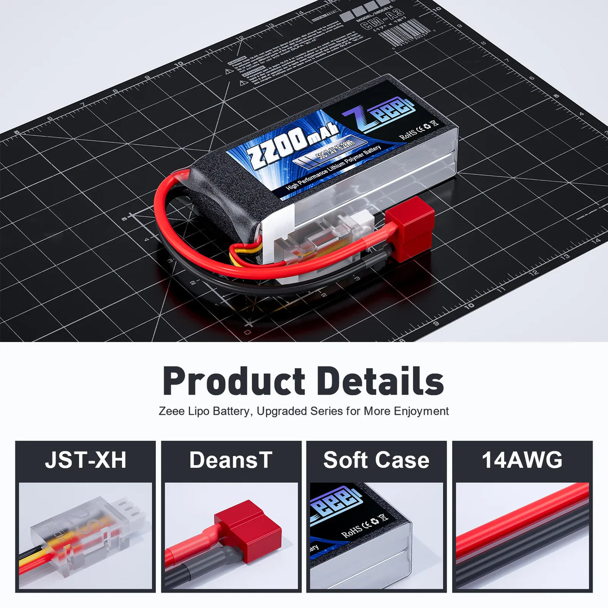 ZEEE Power 2200mah 2S 7.4v 50C Softcase Lipo Battery - Deans