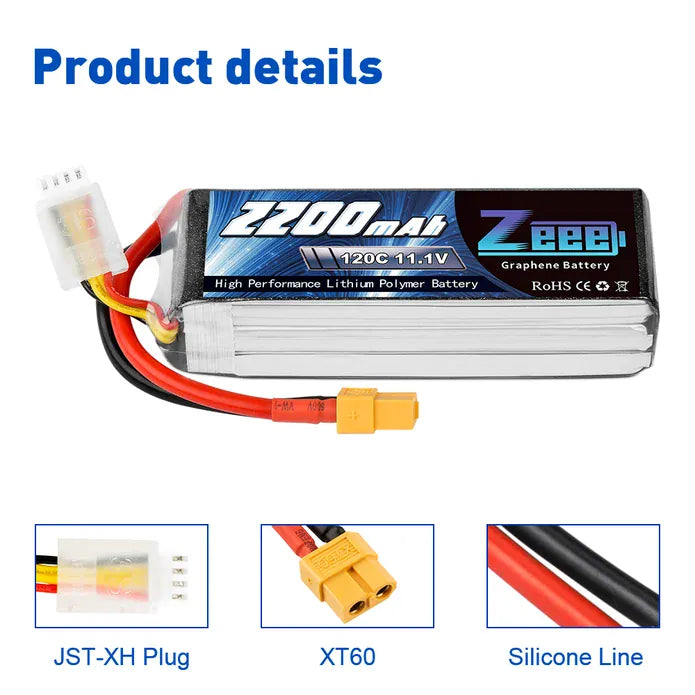 ZEEE Power 2200mah 3S 11.1v 120C Softcase Lipo Battery - XT60