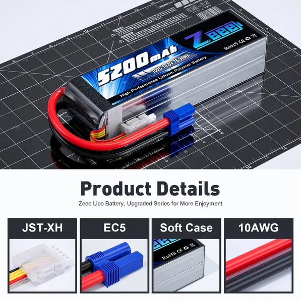 ZEEE Power 5200mah 4S 14.8v 100C Softcase Lipo Battery - EC5
