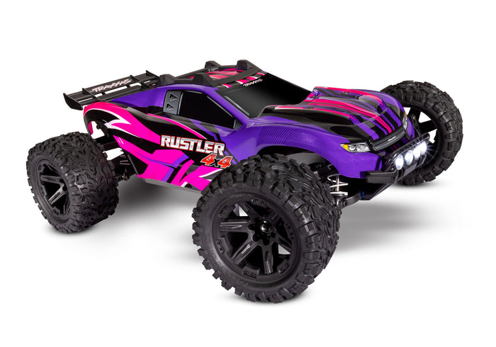 Traxxas 67064-61 Rustler 4x4 XL-5 Brushed With Led Lights Pink RTR - Hobbytech Toys