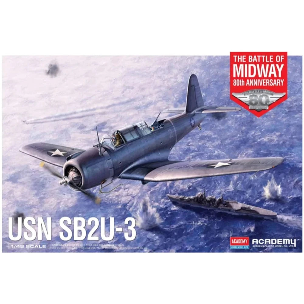 Academy 1/48 USN SB2U-3 "Battle of Midway" 80th Anniversary Plastic Model Kit - Hobbytech Toys