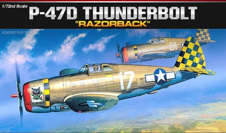 Academy 1/72 P-47D Razor-Back Thunderbolt Plastic Model Kit Academy PLASTIC MODELS