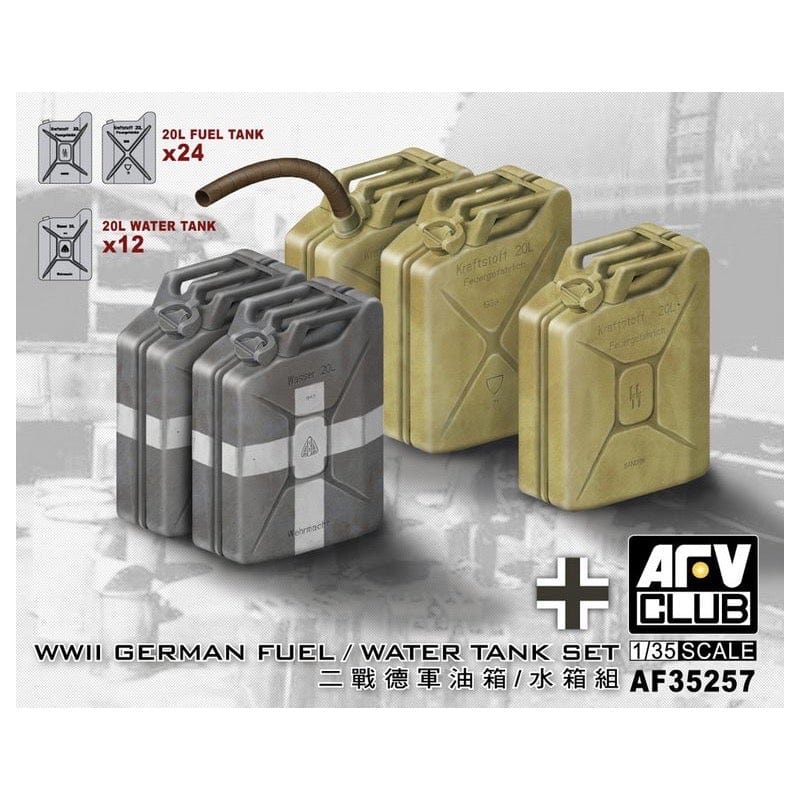 AFV Club AF35257 1/35 German WWII 20L Jerrycans Set Plastic Model Kit AFV Club PLASTIC MODELS