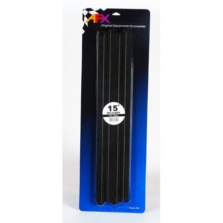 Straight 15-inch slot car track pieces, set of 2 by AFX, a leading brand in slot car racing accessories.