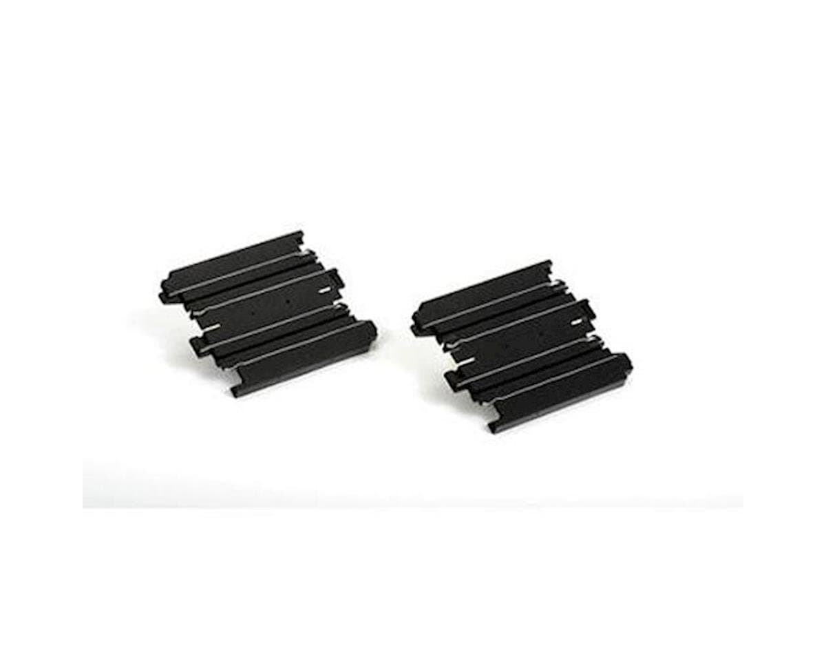 Pair of straight black slot car track pieces from the AFX 70607 3-inch Straight Track set.