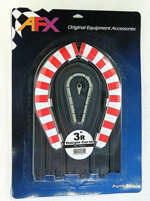 3-inch Hairpin Curve Track by AFX, a high-quality slot car accessory in a checkered flag-inspired design.