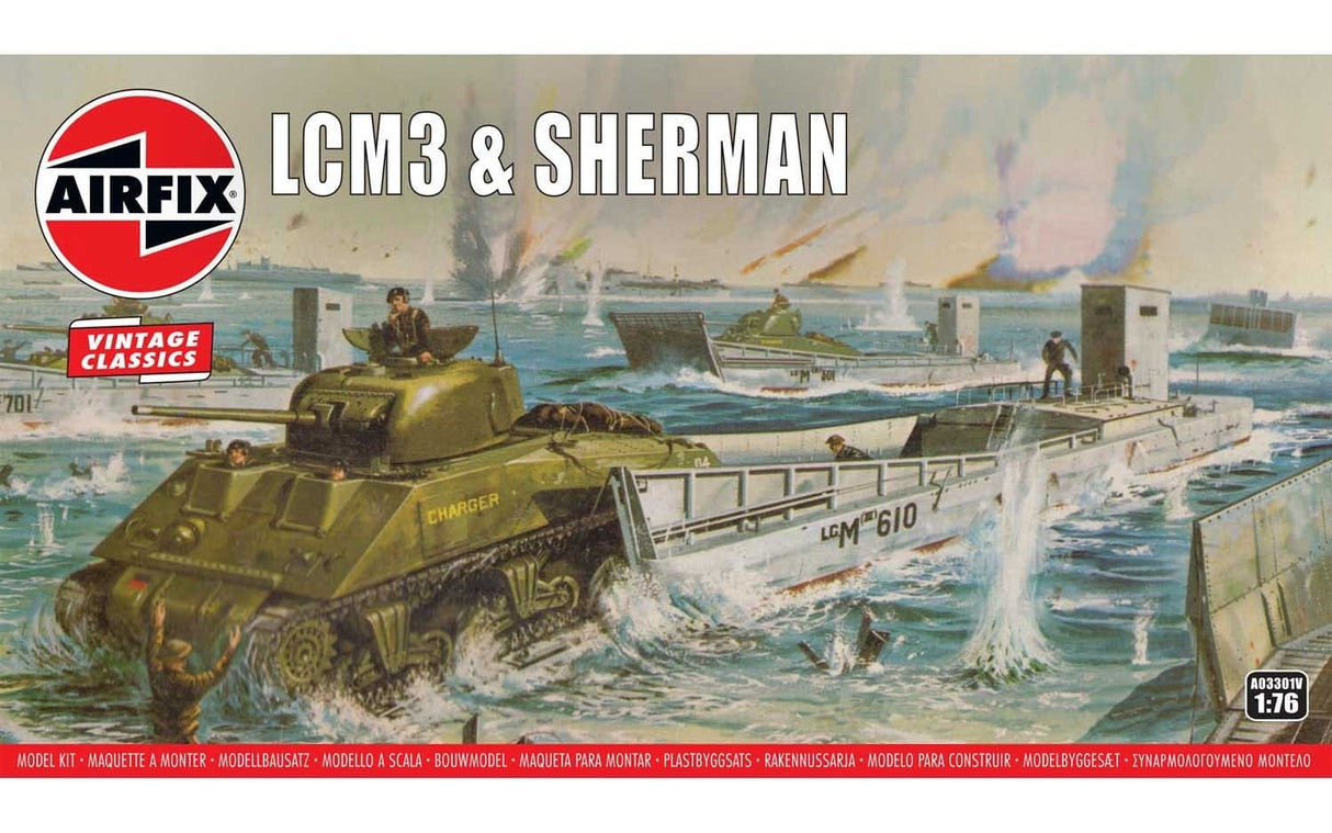 Airfix 1/76 LCM3 & Sherman Tank Airfix PLASTIC MODELS