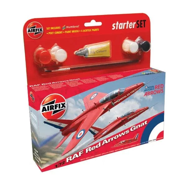 Airfix 1/72 Raf Red Arrows Gnat W/Paints Starter Set Airfix PLASTIC MODELS