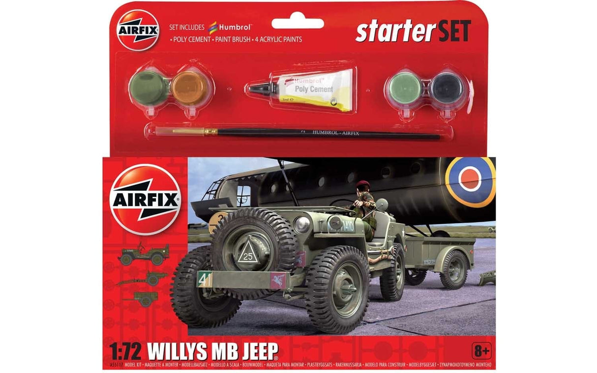 Airfix A55117A 1/72 Jeep MB Starter Set Airfix PLASTIC MODELS