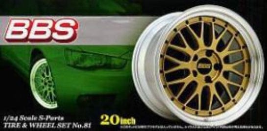 Aoshima 1/24 Bbs Lm 20 Gold Tire And Wheel Set Aoshima PLASTIC MODELS