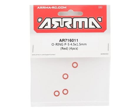 Arrma AR716011 O Ring P5 4.5x1.5mm Red (4pcs) ARAC7452 Arrma RC CARS - PARTS