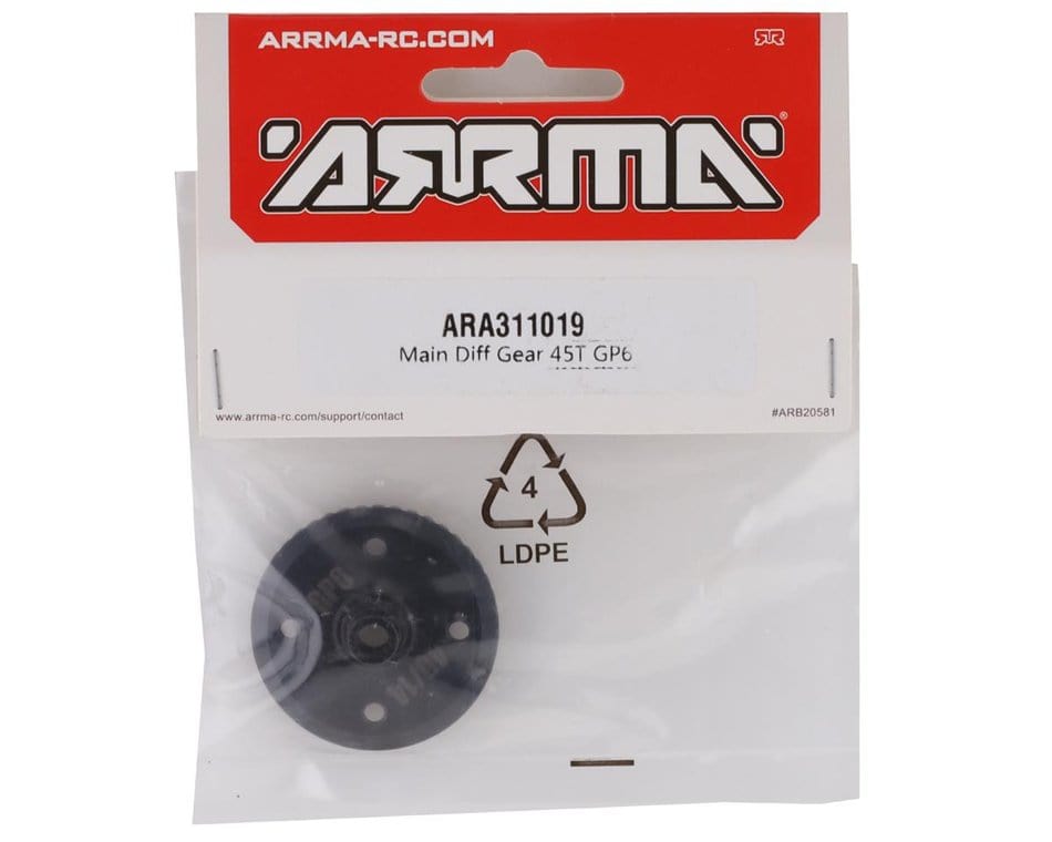 Arrma ARA311019 Main Diff Gear, 45T, GP6 Arrma RC CARS - PARTS