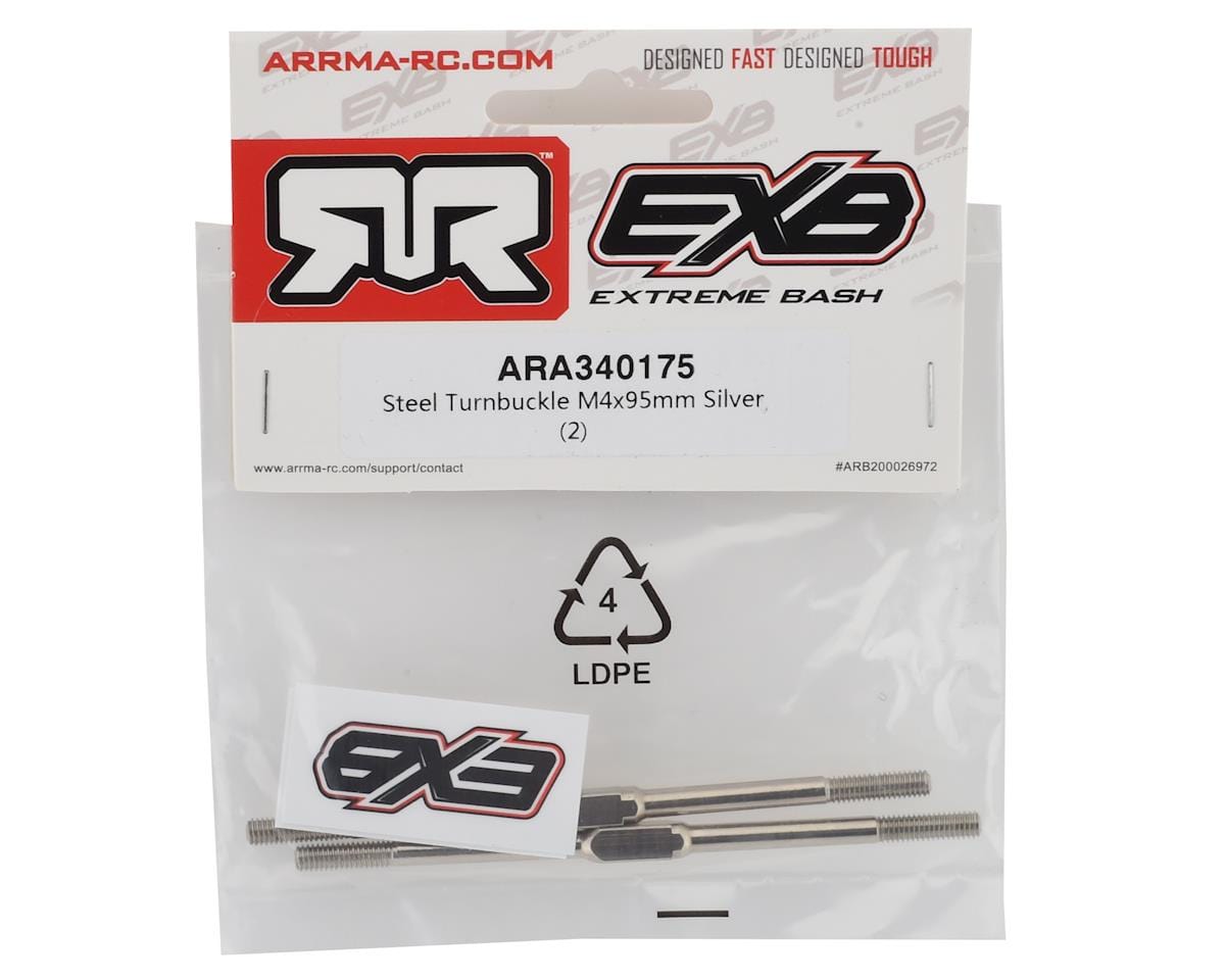 Arrma ARA340175 Steel Turnbuckle M4x95mm (2pcs) - Hobbytech Toys