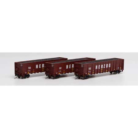 Athearn N Thrall High Side Gondola/Load,Herzog/Brown #1(3) - Hobbytech Toys