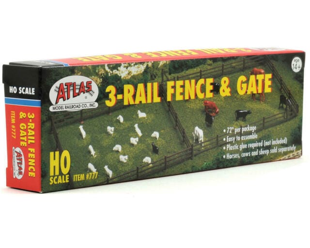 Atlas 777 HO Rustic Fence & Gate - 72inch - Brown - Hobbytech Toys
