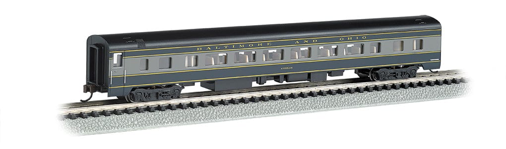 Bachmann 14253 N 85ft Smooth-Side Coach w/Lighting - Ready to Run - Baltimore & Ohio (blue, gray, black) - Hobbytech Toys