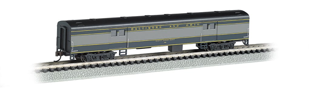 Bachmann 14453 N 72ft Smooth-Side Baggage Car - Ready to Run - Baltimore & Ohio (blue, gray, black) - Hobbytech Toys
