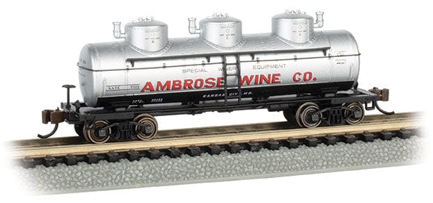 Bachmann 17158 N 3-Dome Tank Car - Ready to Run - Silver Series(R) - Ambrose Wine Co 7501 - Hobbytech Toys