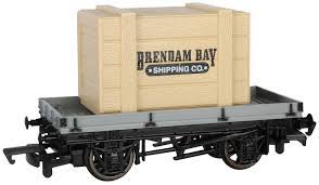 Bachmann HO Flatcar (Plank Wagon) With Brendam Bay Shipping Crate Load (Red, Black) Bachmann TRAINS - HO/OO SCALE