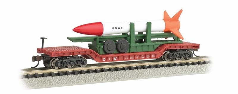 Bachmann N 52 Depressed Center Flat w/Missle USAF Bachmann TRAINS - N SCALE