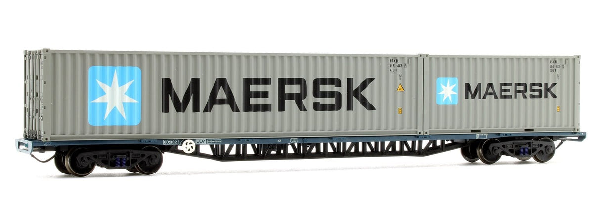 Bachmann OO FFA BR Freightliner Inner Container Flat Br Blue With Maritime Containers Bachmann Branchline TRAINS - HO/OO SCALE