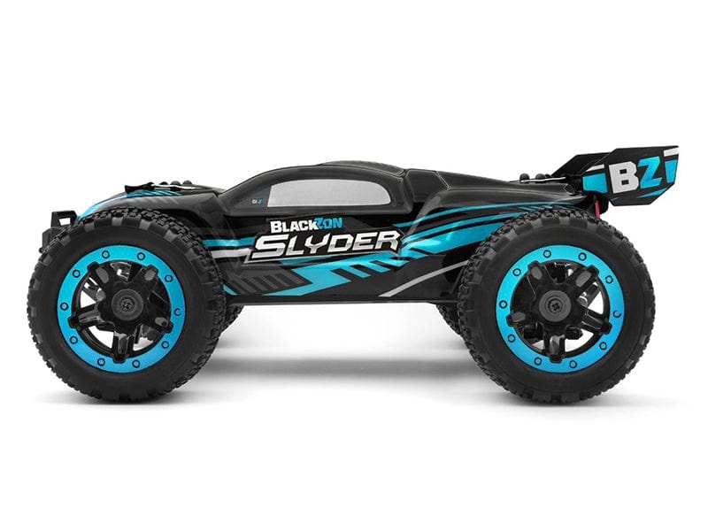 Blackzon Slyder ST 1/16 4WD Electric Stadium Truck - Blue, a high-performance RC vehicle with bold, vibrant graphics and off-road capabilities.