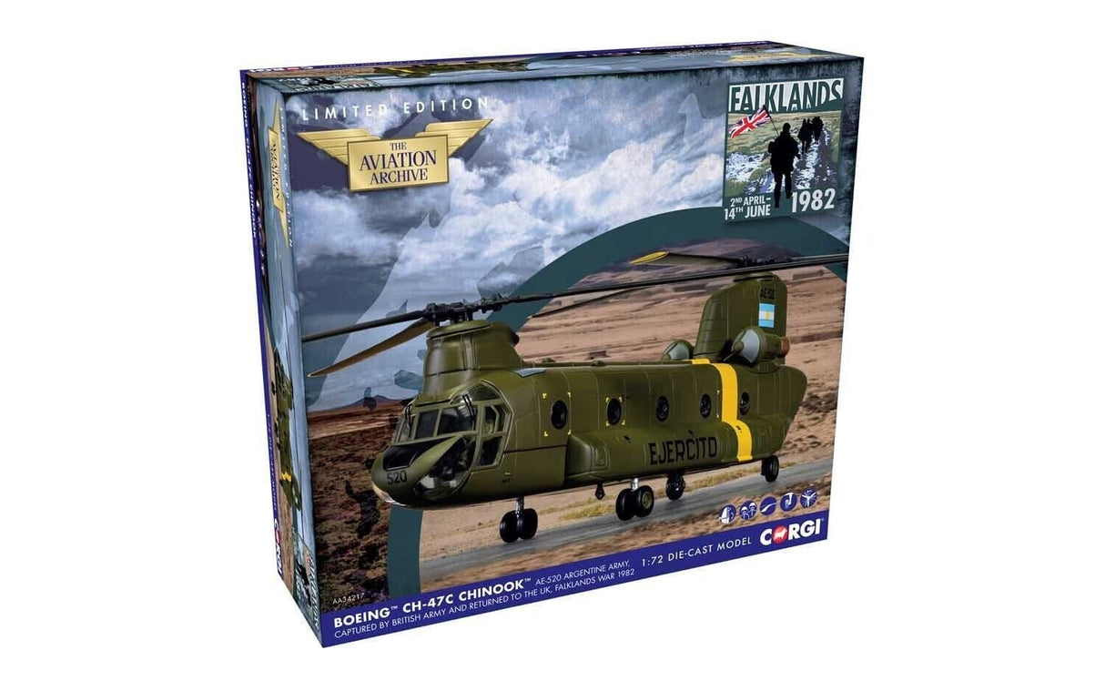Corgi AA34217 1/72 Boeing CH-47C Chinook AE-520 Falklands War 1982 Diecast Model - Hobbytech Toys
