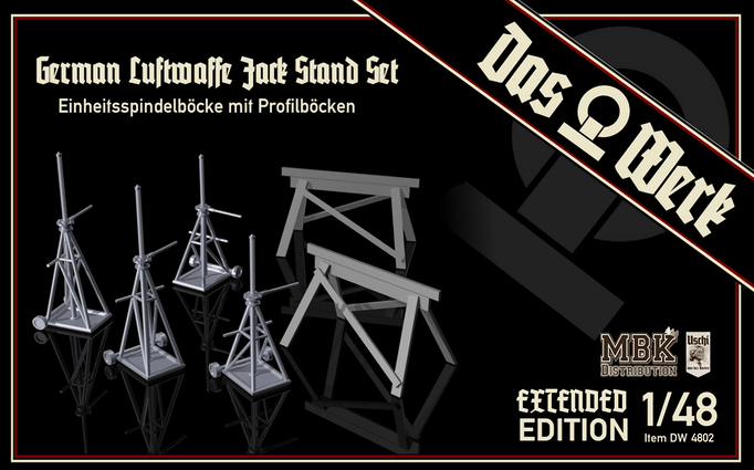 Daswerk 48002 1/48 Luftwaffe Jack Stand Set - extended / Doppelpack Plastic Model Kit Das Werk PLASTIC MODELS