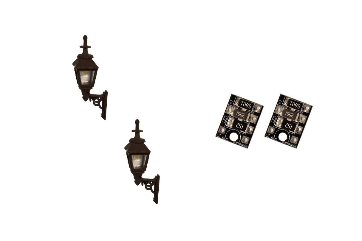 DCC Concepts 4mm Scale Gas Wall Lamps – Black (2 pack) - LML-GWBK - Hobbytech Toys