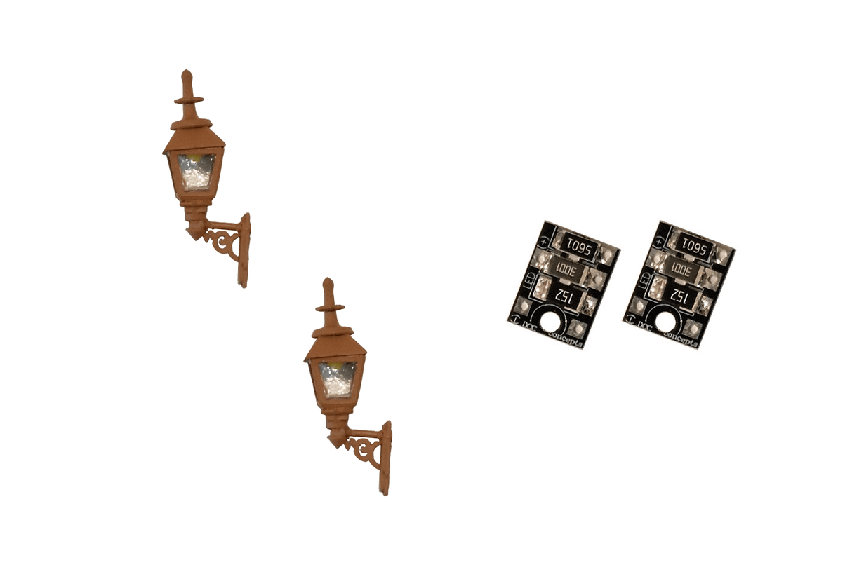 DCC Concepts 4mm Scale Gas Wall Lamps – Brown (2 pack) - LML-GWBN - Hobbytech Toys