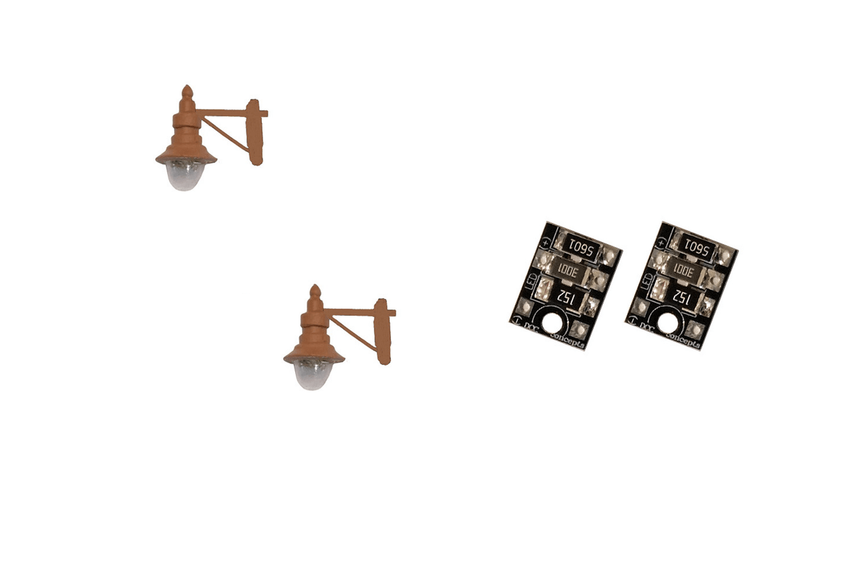 DCC Concepts 4mm Scale Swan-Neck Wall Lamps - Brown (2 pack) - LML-SWBN - Hobbytech Toys