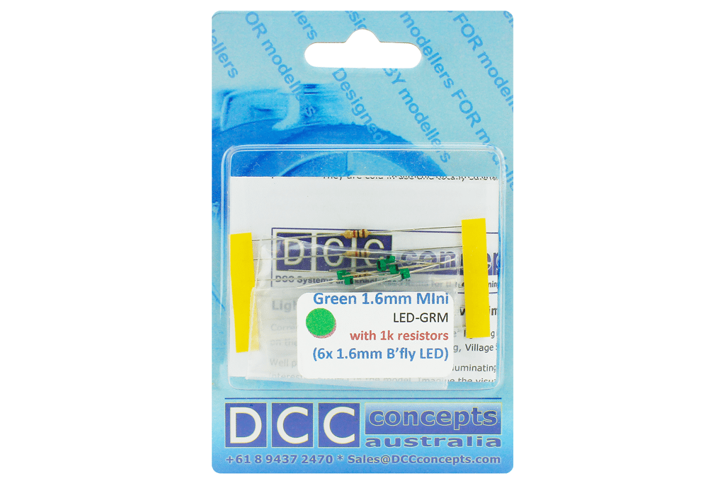 DCC Concepts Led Mini Butterfly Type 1.6mm (W/Resistors) Green (6) DCC Concepts TRAINS - DCC