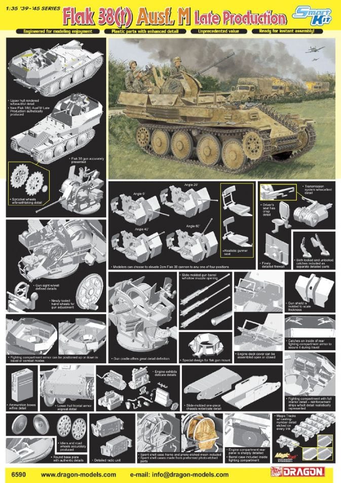 Dragon 6590 1/35 Flak 38(t) Ausf.M Late Production Plastic Model Kit - Hobbytech Toys