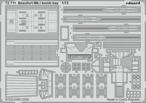 Eduard 72711 1/72 Beaufort Mk. I bomb bay Eduard PLASTIC MODELS