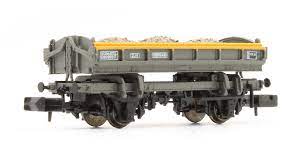EFE Rail E87538 N 14T Mermaid Side Tipping Ballast Wagon BR Engineers Grey & Yellow - Hobbytech Toys